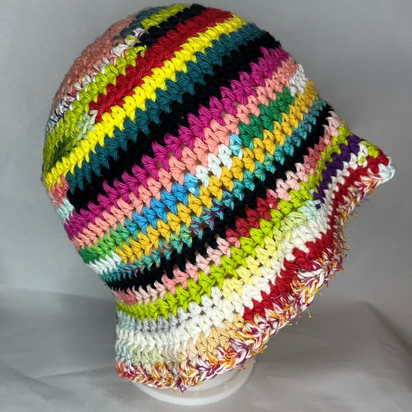 Crochet bucket hat crochet 100% cotton multicolor washable dryable granny sq - Picture 9 of 13
